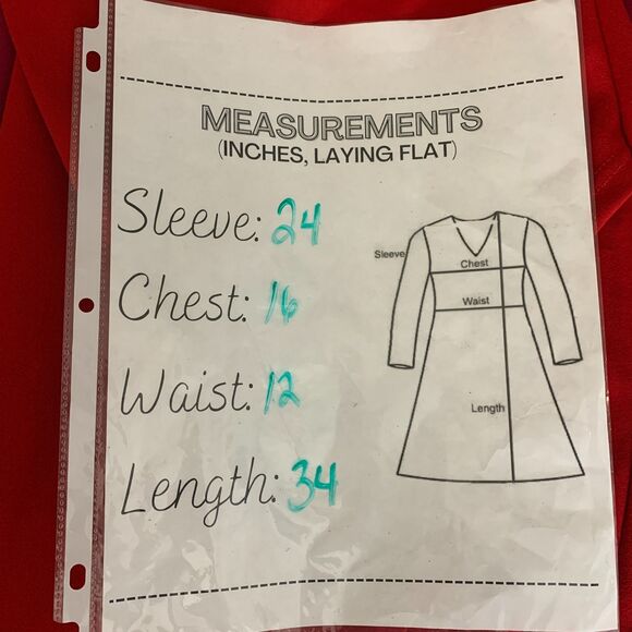 Favlux Red V-Neck Ruched Mini Dress Long Sleeve Size Small Y2K Cocktail Party - Picture 7 of 7